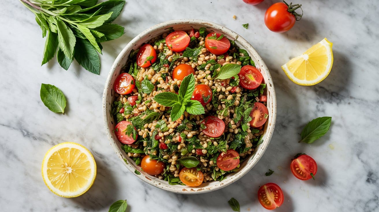 13 freekeh tabbouleh with parsley mint a PrsCHryQRE2okqii3VpbIQ wiNPzYB5Sg 4IXGLYbynfw