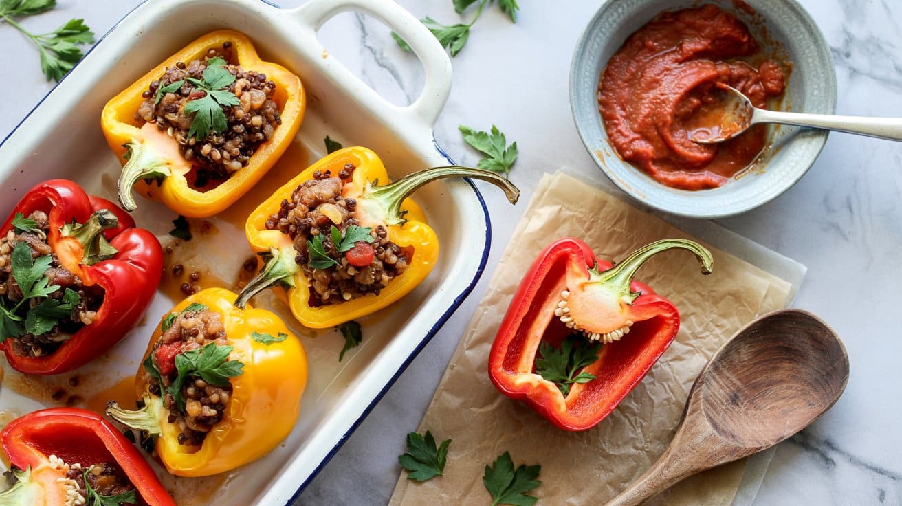 13 vegan stuffed bell peppers a bright t T9Gl25E2T5mdJv306 6YtQ 9aaXvM0USHGwbTFdPwH2YQ