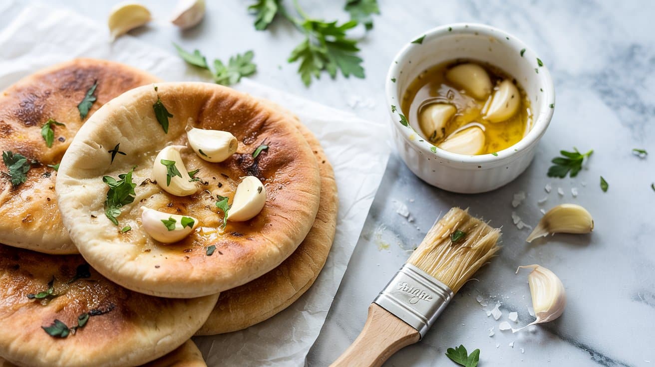 14 pita bread with roasted garlic butter AVHooFz RN J9EYju2t44w GXkUcnYzSTuoOpm2a4SiOQ