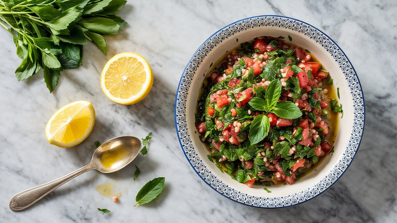14 tabbouleh with parsley mint and bulgu QG2QQeWjRFqz2i10vZ0l1A j QKUV96RZKbZyBTx05ZeQ