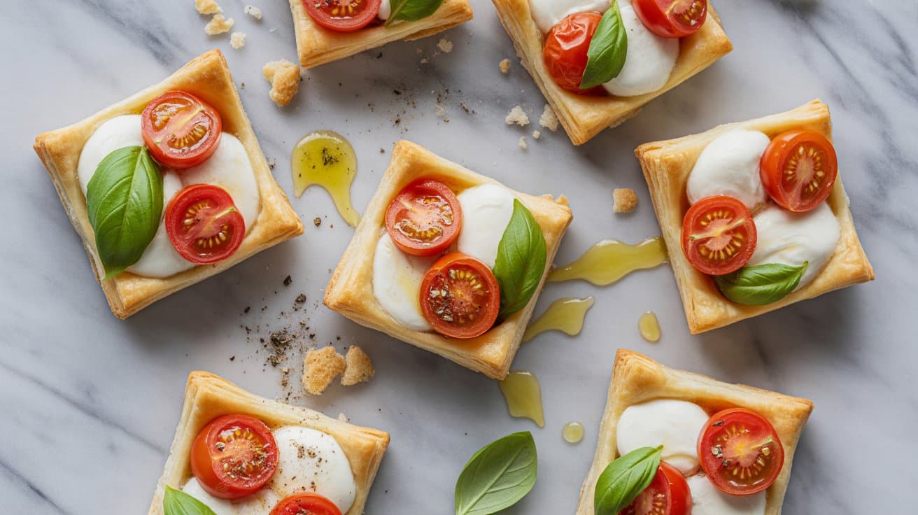 15 caprese puff pastry bites with tomato IAdpldLHQs6p4oPL61gHmg AF95J5RQQsGNl32vvYHTnA