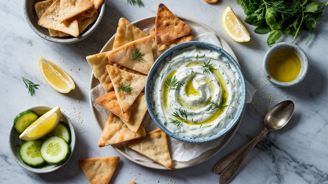 15 greek tzatziki dip with pita chips a QV9hxWjMQ1uxwE4ajhdm4w e5guHgIuQz2SbGnDyFlwJw