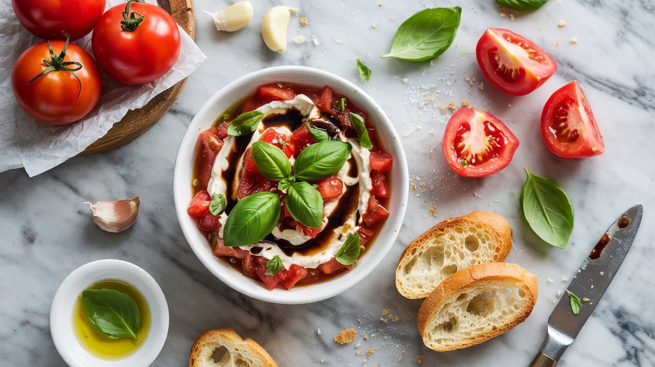 15 tomato basil bruschetta dip a bright y rWw9yxSiCpDz91MtTgfw Xx5j oFzS1KRS8K2n9nhDA
