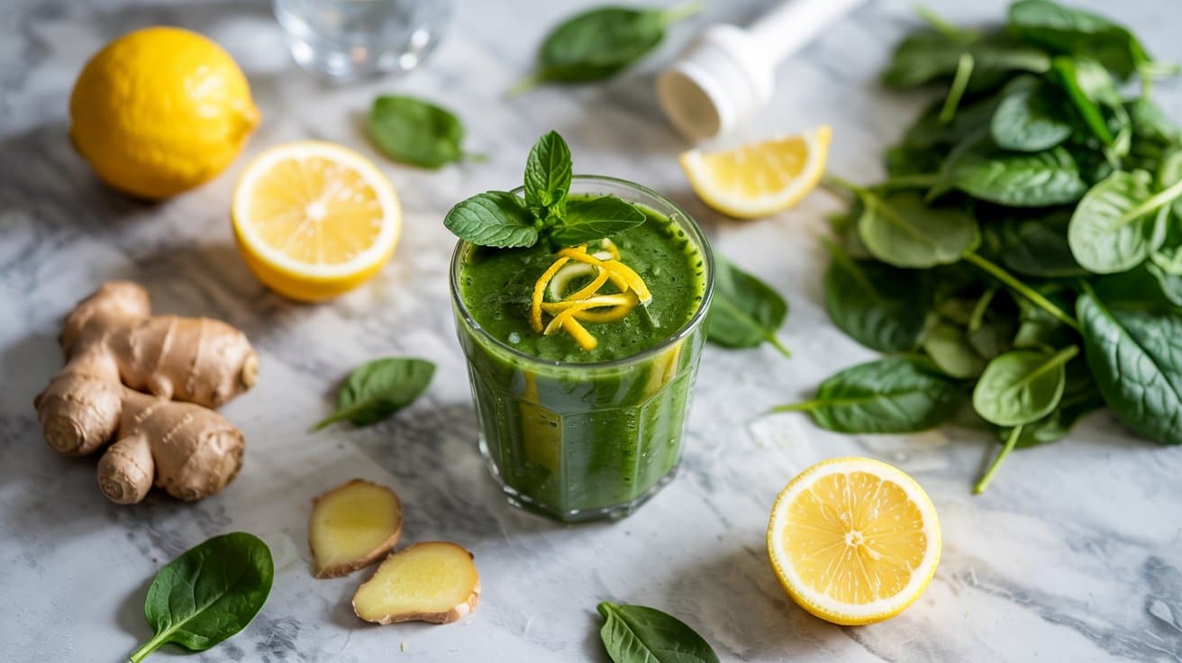 16 spinach lemon ginger detox smoothie a Bu2564tdQeWlHKVZ QDzXA mhYKQpCVSh2mfP285DMzhw