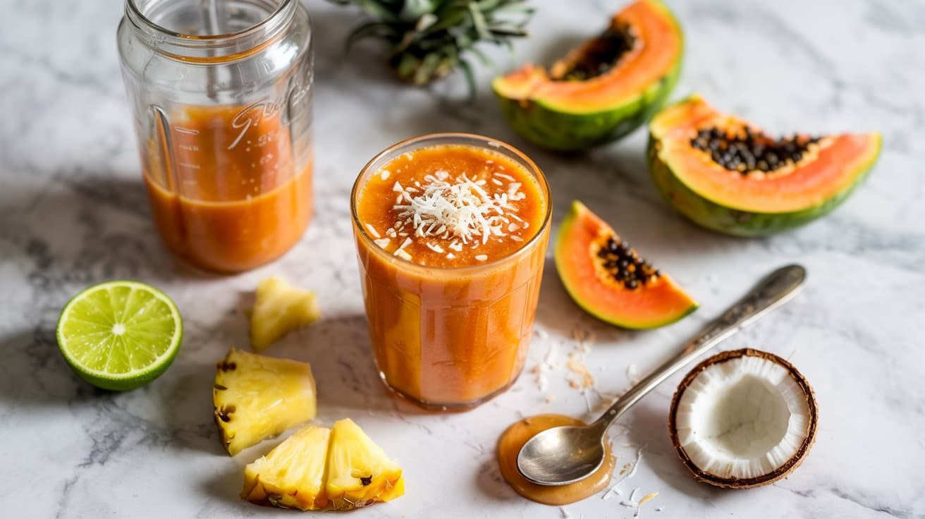 16 tropical papaya pineapple smoothie a cY02OIVTQRaoAdHVSFsCRQ R1ofM2ynS1mtif2y8aZ1 Q