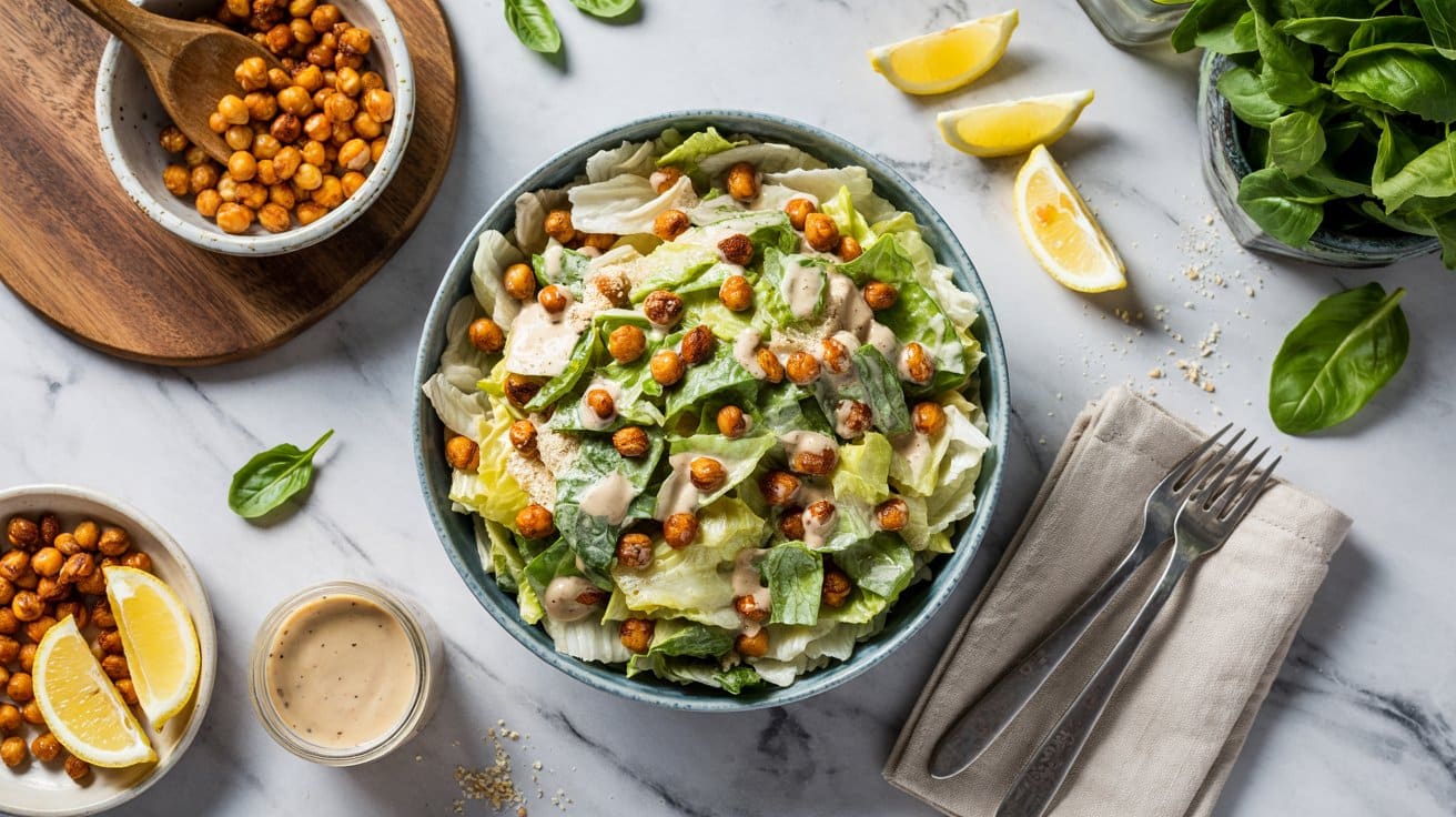 16 vegan caesar salad with crispy chickp Wc3RCA2TiiaYQGDspLmrQ g2M0Ab9RQ 2Z mzFfyKHnw