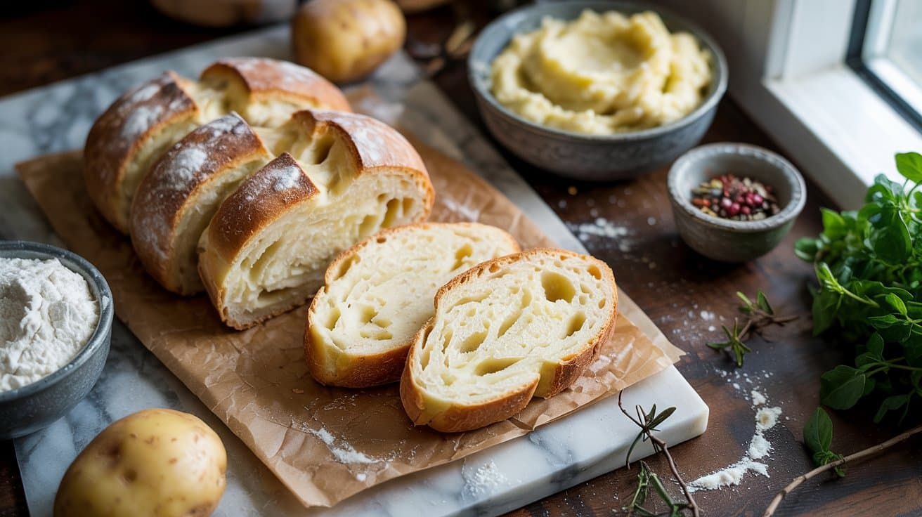17 potato rustic bread a bright top down QFbQzCb5TWSfer PXvRWXQ e8VWsD0vRUeNcpr9JBFIDg