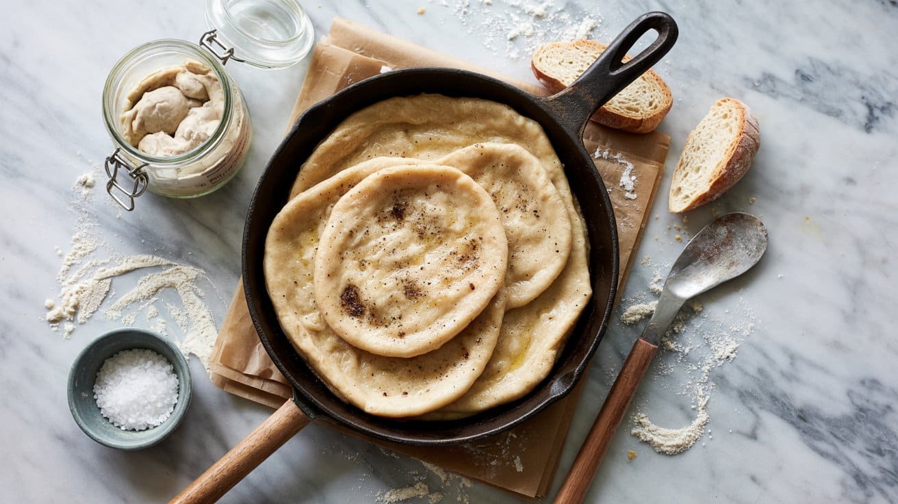 17 sourdough discard skillet flatbread a V0U45iLhQg q8a0J8zF3Eg tv0vo72NRLCr36qJ1gm3cw