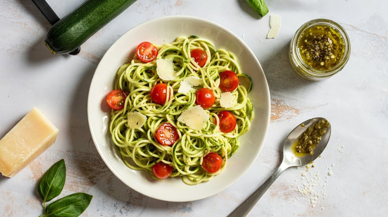 17 zoodles with pesto and cherry tomatoe YOpRqyMbS8 fBDjan Dmgg 7a2L4ac7SmO6HYEqeJTzVA