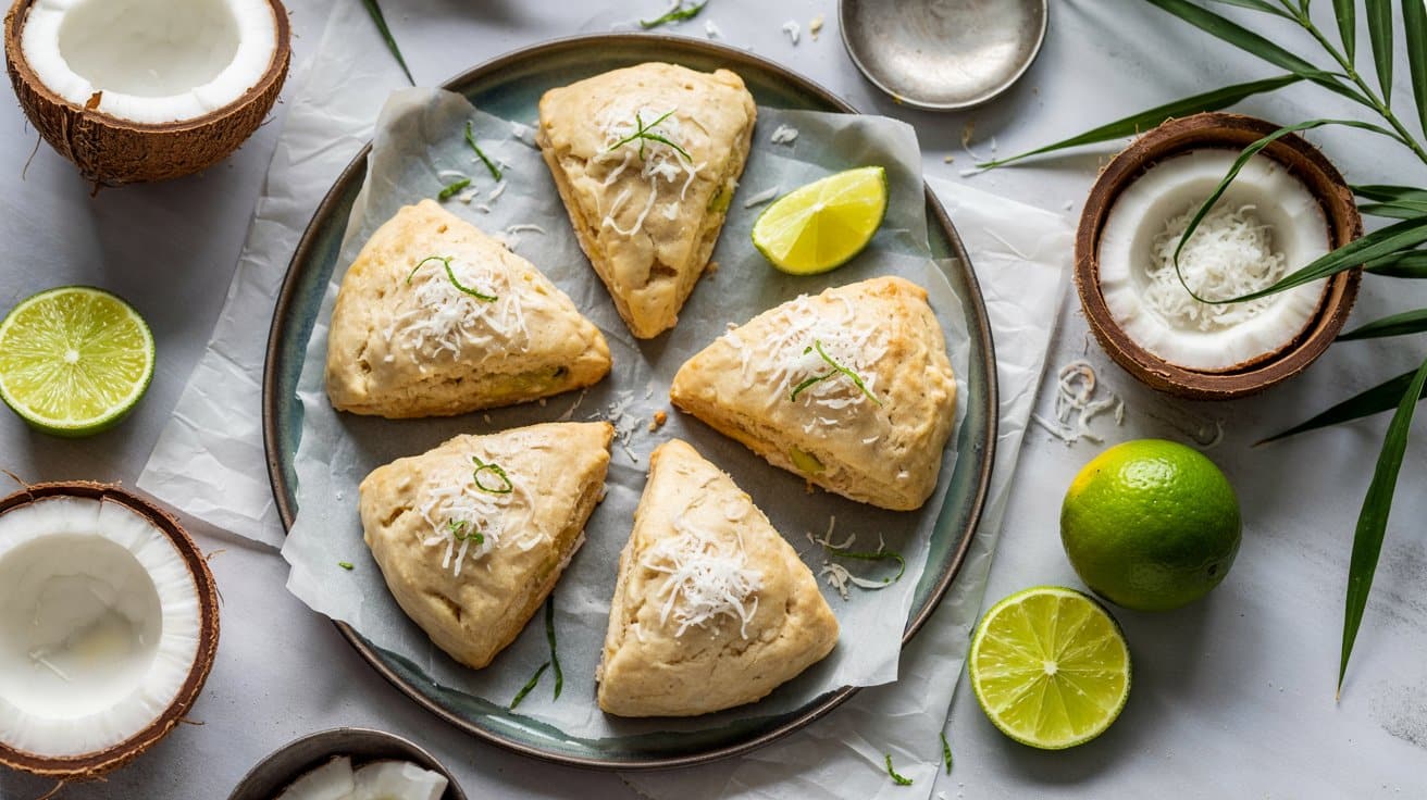 18 coconut lime scones a bright top down HwY2kM1JQCGXSyjNPcSxiQ OPZijTX2R86OEZe1URiKxw
