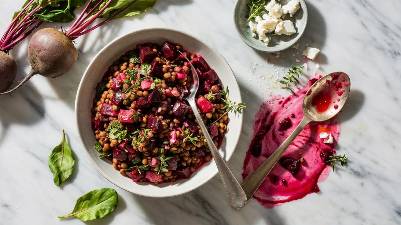 18 warm lentil and roasted beet salad a TfjVOHd1SeW56R17Usvpew 35otRuZS4aokjM2 RIqow