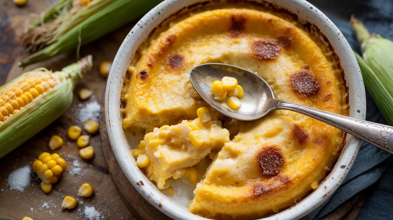 19 corn pudding a bright top down food p DfHN9hLPSVGZ0UV1Gfe9yw pQKch54oRiOn9pI2Vaz3PQ