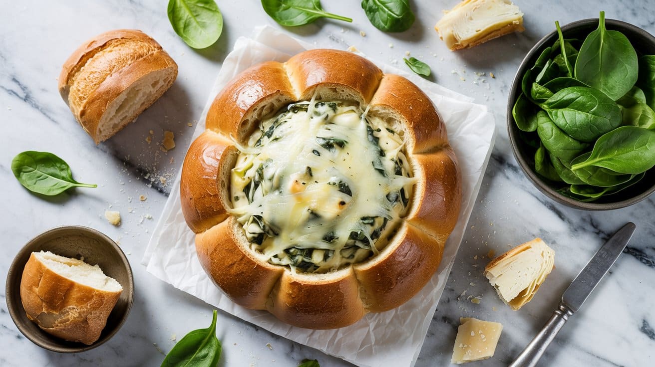 19 spinach and artichoke dip bread bowl tkydl6VpRu IE4qJHB9CJA CSNwdkPARruo3du6kdTFgw