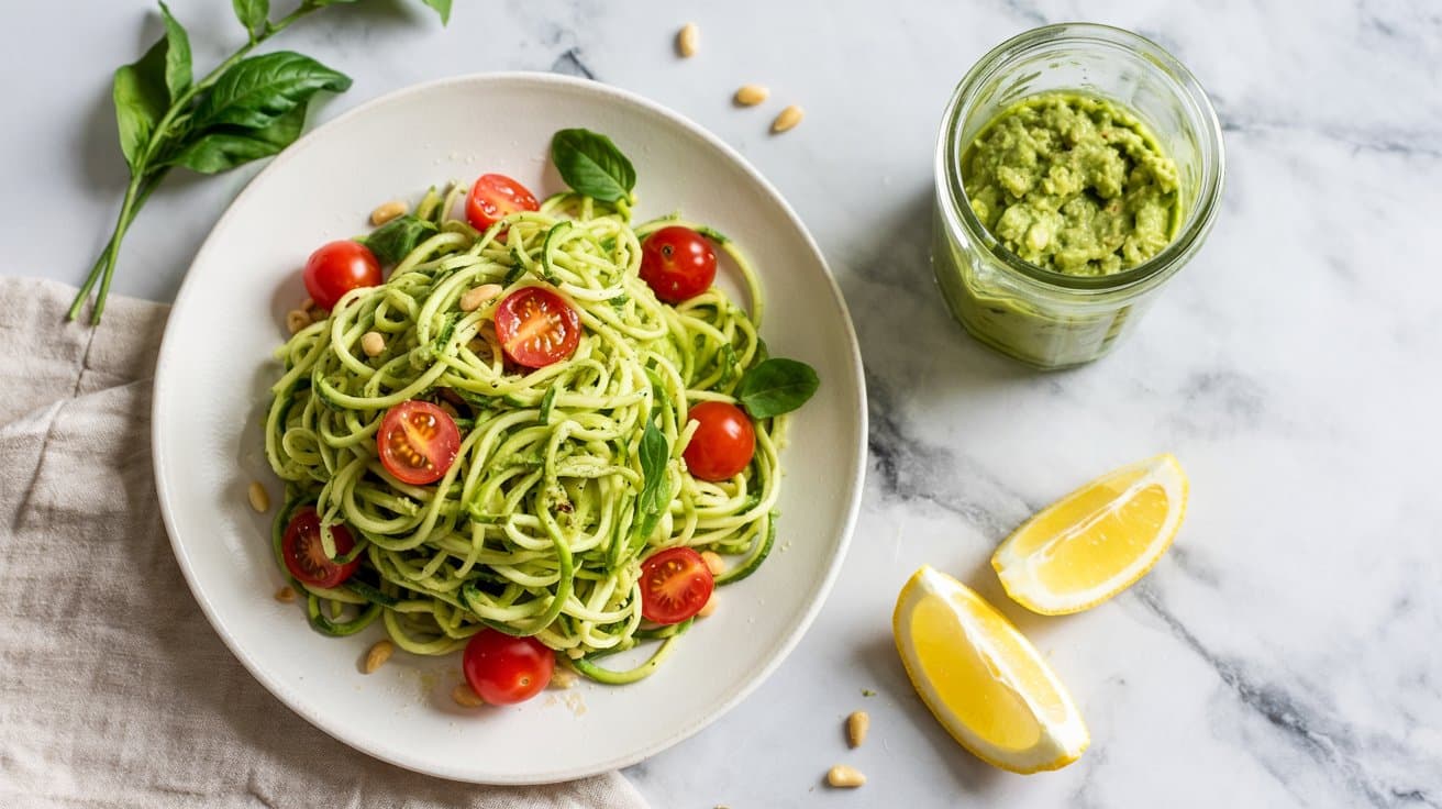 19 zucchini noodles with avocado pesto a 2Wjvyn2rRS 5 dPAPPoIYA yuvSr n Ru2P7bGqJBU5kQ