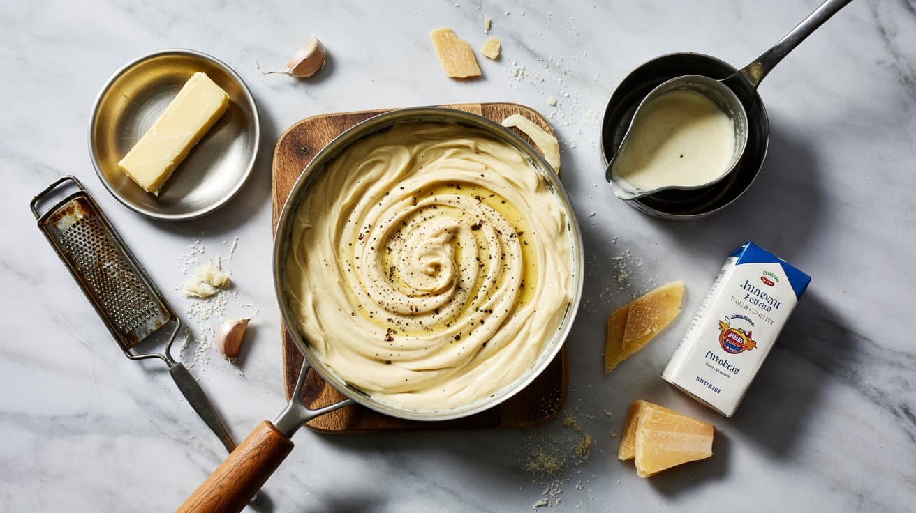 2 creamy alfredo sauce a bright top down votbILasTBq9TElV3kG12w tqkcLpaKRhaaR0cnUQVRBg