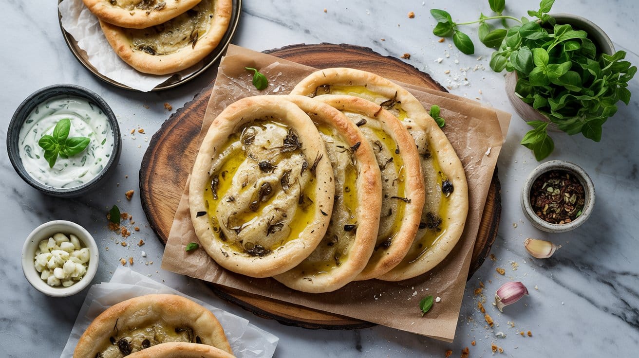 2 greek garlic and herb flatbread a brig P59iL2hJSJWED cPzMcrug mmkqR6k6Q 6GcB7xubA SA