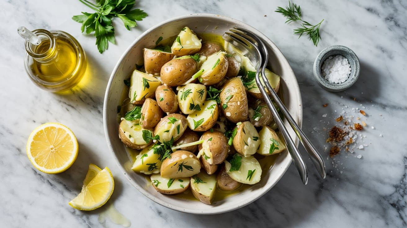 2 lemon herb potato salad with olive oil QV3mKHpTGSstfFXVAa9Ew yZnQneEOSRGOQxRaZjlhIQ