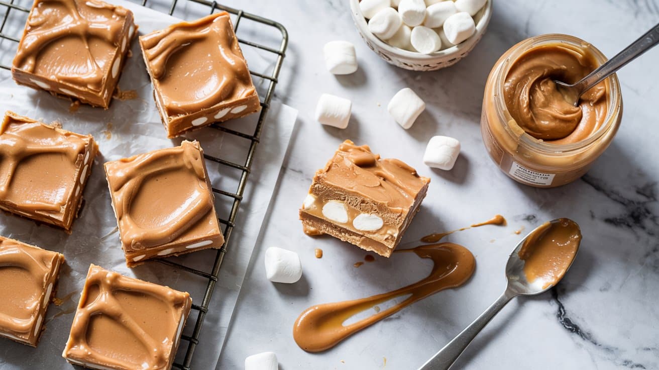 2 peanut butter marshmallow no bake bars 3qL1mi JQJy Kmps6RfRw q4El7pj TQ6YLAZJZ h3jQ
