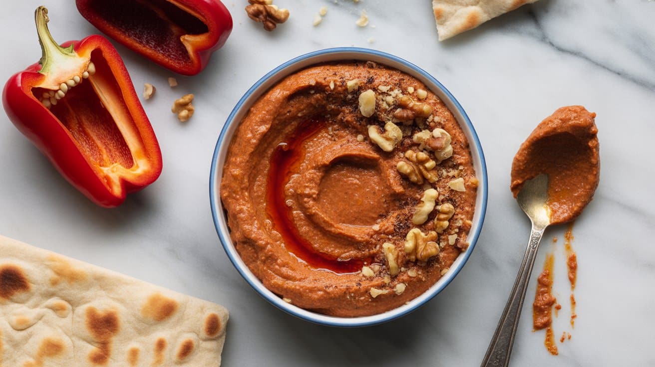 2 roasted red pepper and walnut muhammar BxXpt9KQRIuiAyDJcvzVjQ uMYANySlQguH8PYxraz5vg