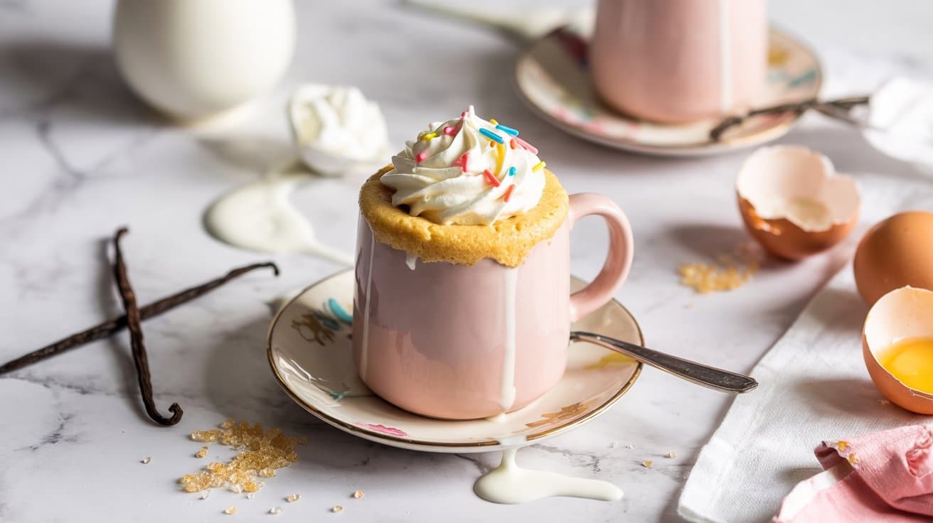 2 vanilla mug cake with whipped cream a d1QI7 YsRa 49OjllQtxJA DqpY3bEdTTC7iStCXCBFIg