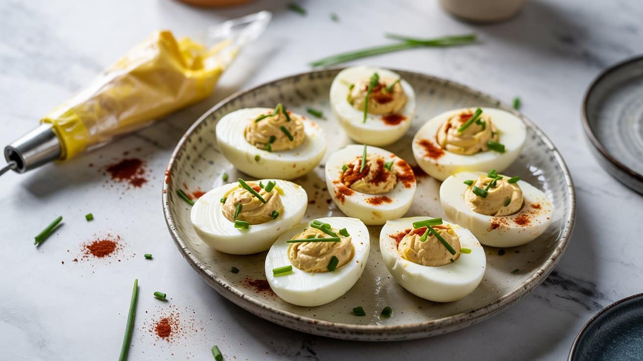 3 deviled eggs with smoked paprika and c c56T3lGOSzCmwd6Ga3Pkdw 0xsF9bESTpCXtvahp8cLAw