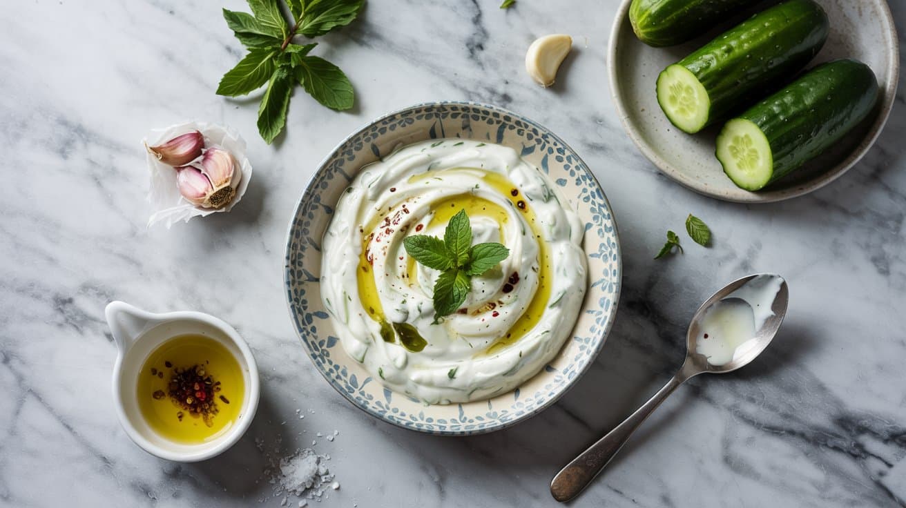 3 greek tzatziki salad a bright top down hlum77EGTz6RgPDh7K0MOQ 6CTFREHnSzyL45dBir4qQw