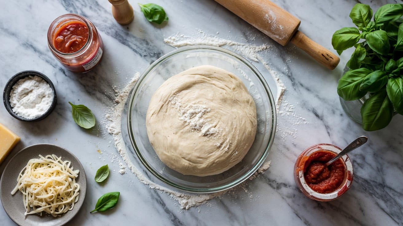 3 one hour pizza dough a bright top down FrcgztGQqy9l VMGug3AQ 7y2vH5sKQvyNMulRCd8FUg