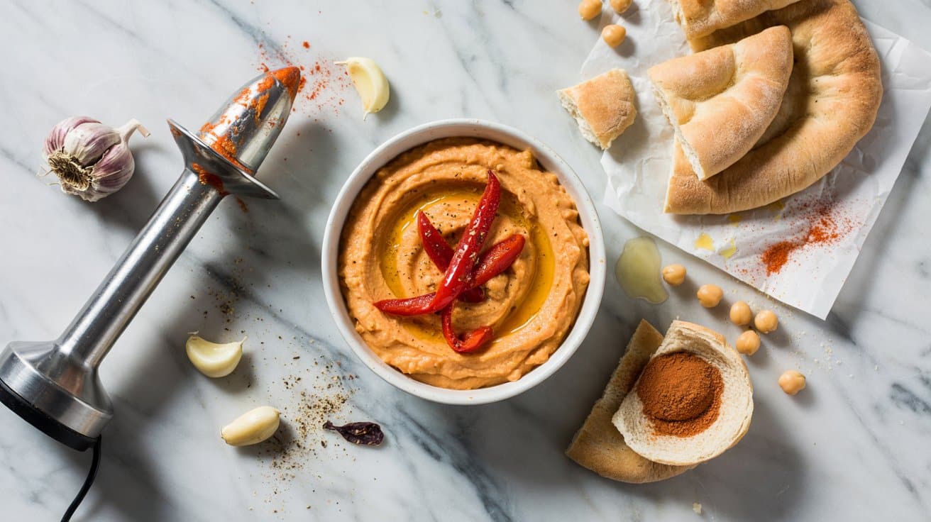 3 roasted red pepper and chickpea hummus zDNMVKrfTlmX6pbn36esWw N YsHUUnT0O8P480EtdHnw