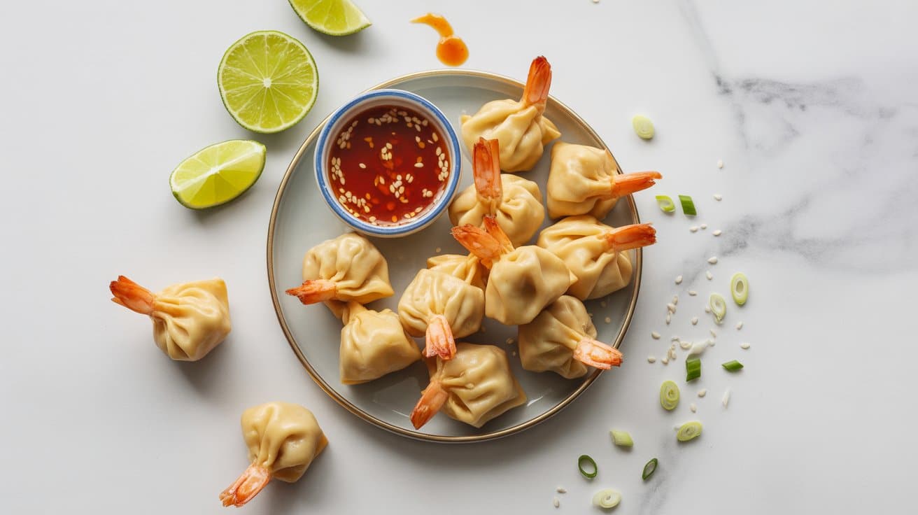 3 shrimp wontons with sweet chili sauce vAojiWqnTtGzn e9 mF12A hTSYlXfNQ96Qwc2tQMPcVA