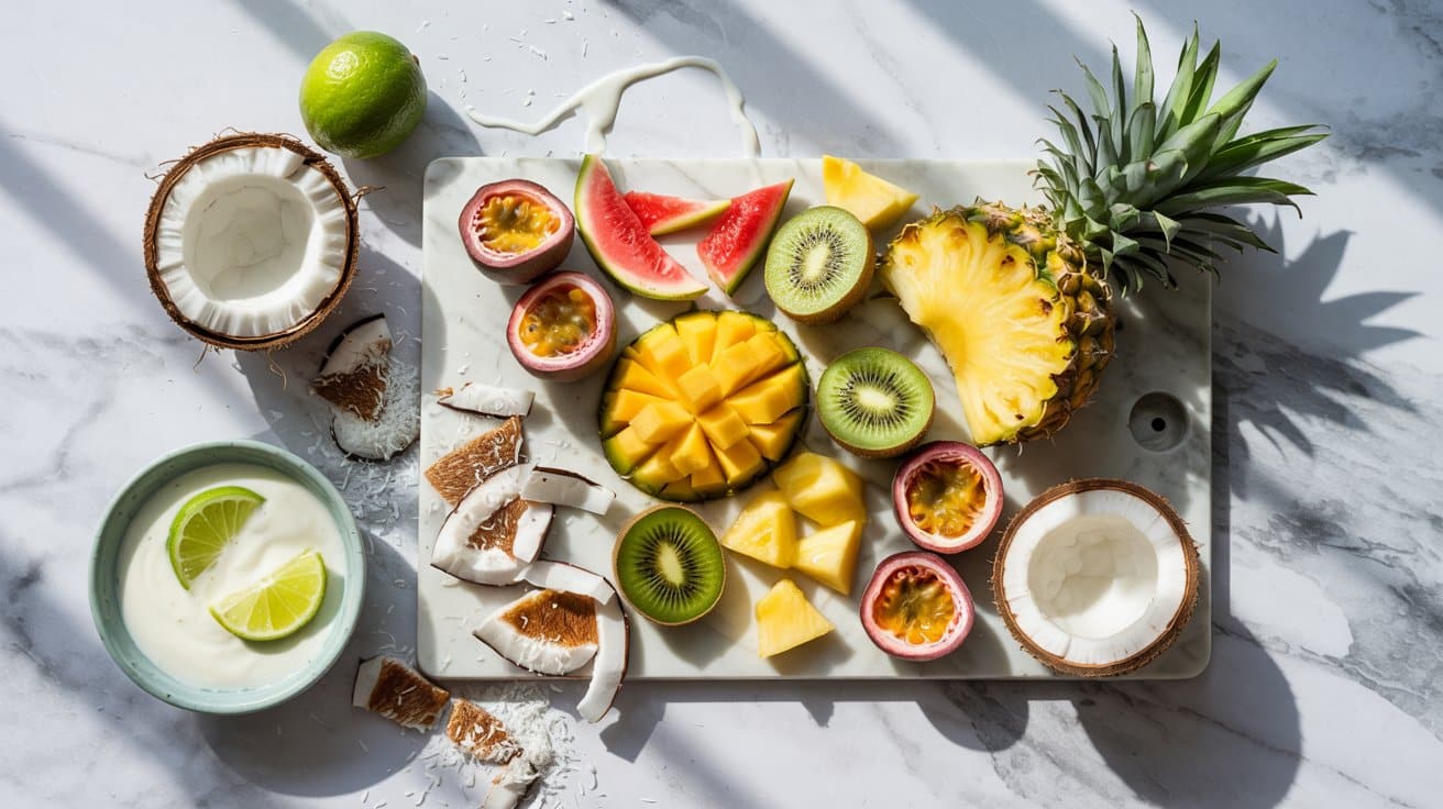 3 tropical fruit coconut board a bright gErmMxaxSuW0d ePzOZJZw j4m9SHkeQYeot6rJDzIwwg