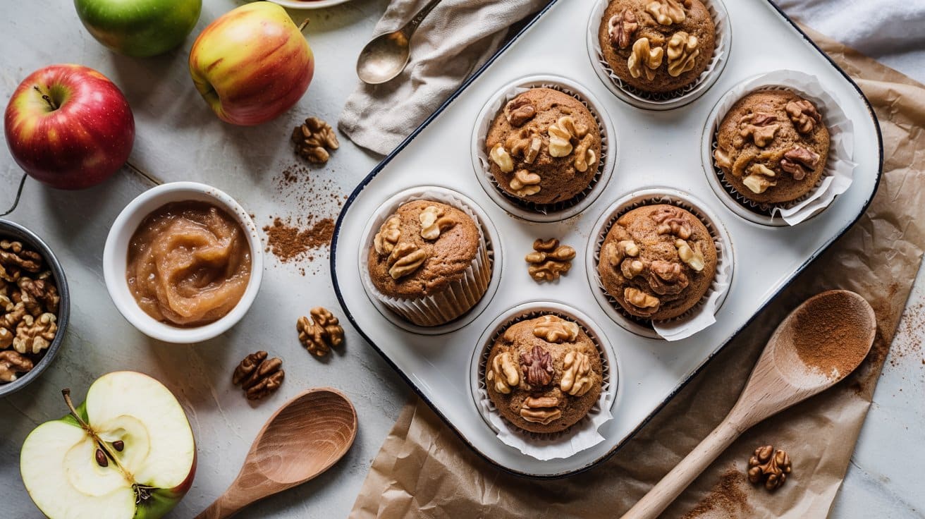 4 apple sauce and walnut muffins a brigh 1mft2XISQHaqygsRyxOmTQ 8sQBCdySQiC9OlUGvfLu Q
