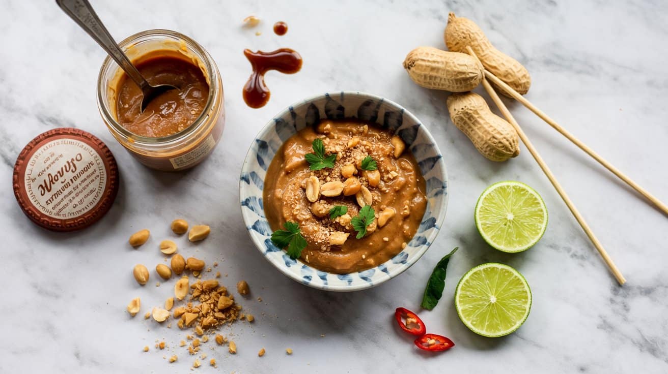 4 peanut satay sauce a bright top down s 4uBqpLm1RjWJB1sDO9PQVA HiOmEAIORdeq5pjKeG0f3g