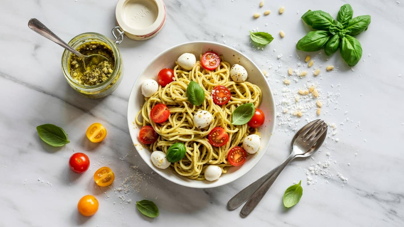 4 pesto pasta salad with cherry tomatoes dkz5Gjv1RialyGPazffejg ZjAaFcQHT72N1kQZbsXJ2w