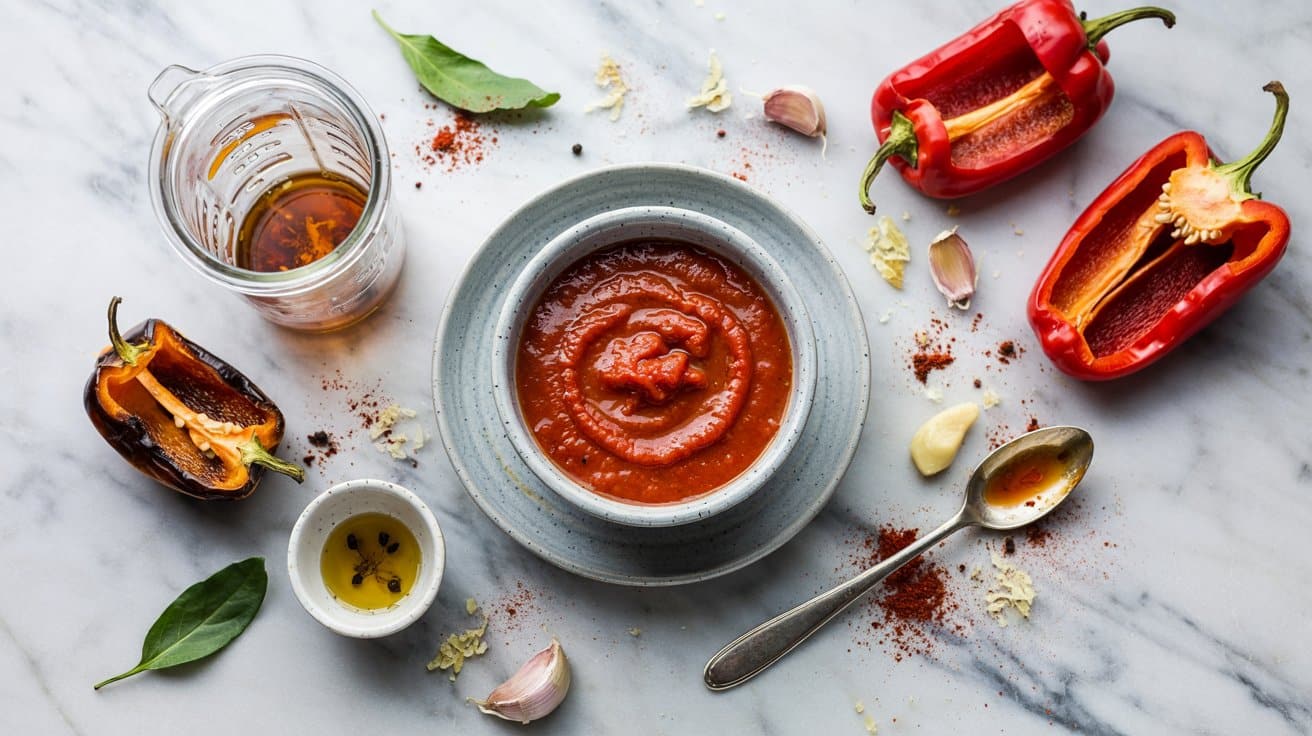 4 roasted red pepper sauce a bright top Fin VqzwSDyNhBLVN4W6ZQ 8SfRtRqUSfGnf9GcG7bXUA