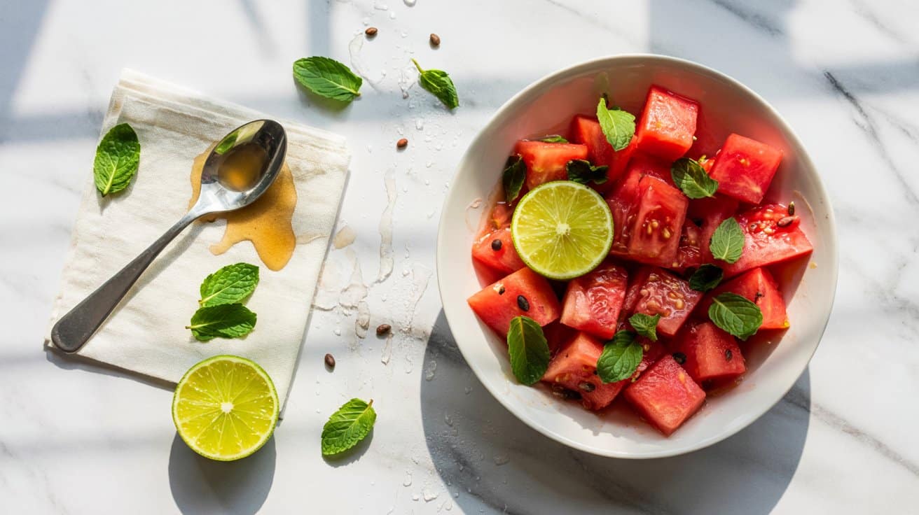 4 tomato and watermelon salad with mint Uqy812yoQ C d20ojvUF3A otg2sP91QBOlL PoLOj76g