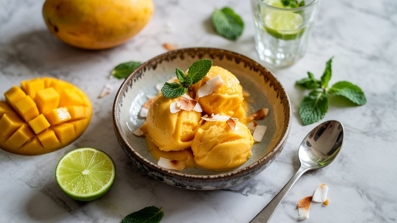 5 mango coconut sorbet a bright top down Xs ajLgNSGar RWawICSw Kk2uGvy Q9COOZYZDD4PhA