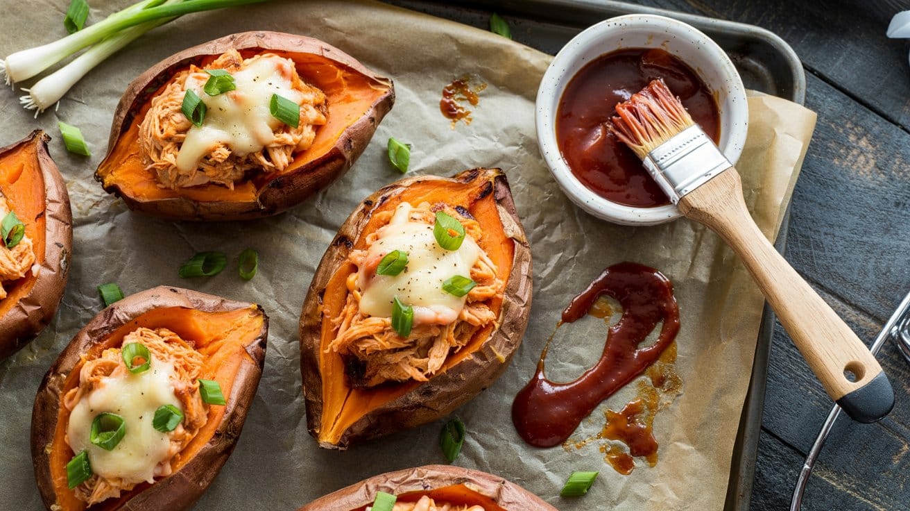 6 bbq chicken stuffed sweet potatoes a b VjfUFJvoRROPpiYXRHJUeA OeOrIRtHRIO5HuSx5pA82w