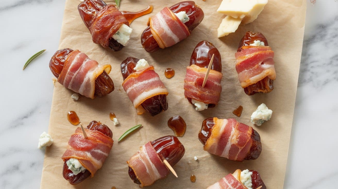 6 blue cheese stuffed dates wrapped in b m2PiKt3vSlKvWCT4HwNPmg 93sZGYvKTiWNbPLUUeCSaw