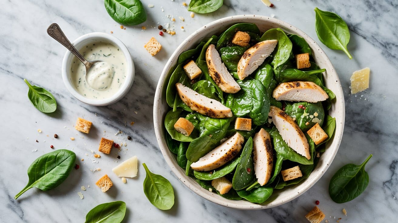 6 chicken caesar spinach salad a bright eMQLgVICS86B6asiIbiSWA B3mlxjuVRAyyXzovJmQnbQ
