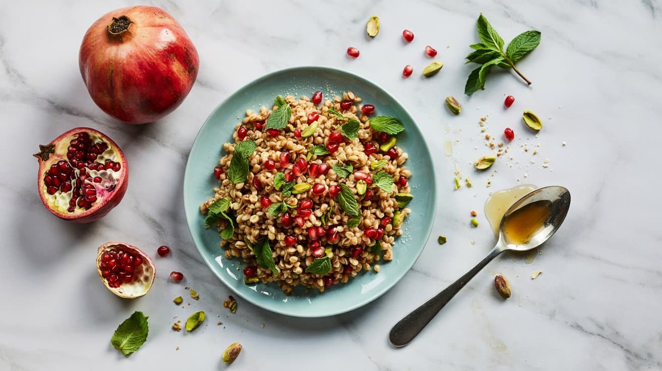 6 farro salad with pomegranate pistachio IiTZLbRoTW m9 rOFV2tXg Jp65D4ySv26hvG6iZAJyg