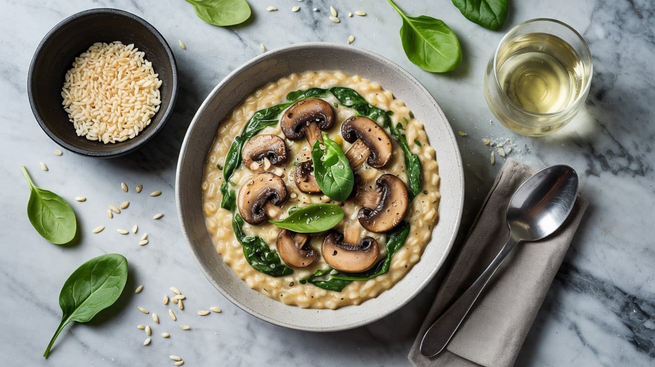 6 mushroom and spinach risotto vegan a b af4vKg9 Sc6SRT1vRvfQMg onxBArs2Th Doi8PVAXLQg