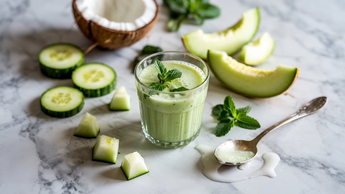 7 cucumber melon coconut water smoothie TIUexHzeQmKsU9ZlKbBNpg 5WBZV8KMRjKL4iubBiel0w