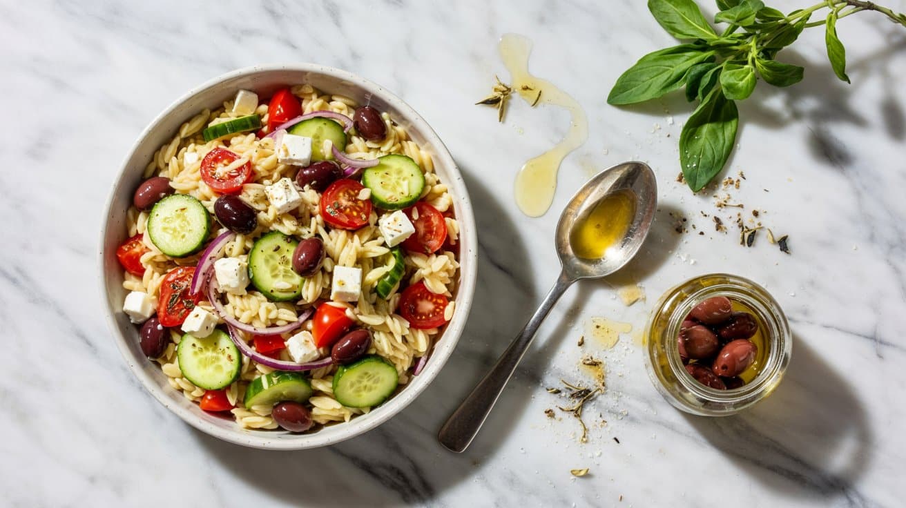 7 greek orzo salad with olives and feta lwgoA45BRDSd WkELL pvQ 0G0Dz5MuRHWN4Q7k0O0qmw
