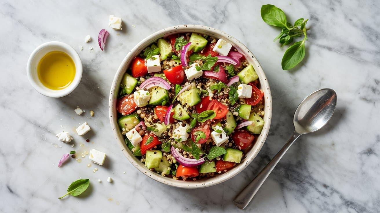 7 greek quinoa salad with cucumber tomat KzvLq24kSW2Q0y3xsGnBqQ WCvr1moSh2blW14FXiZZQ