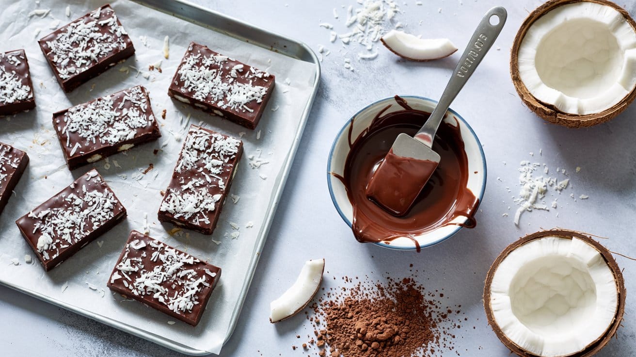 7 no bake coconut and dark chocolate bar 6F8XQSwcSiaW2PJYvAhMjQ DiUkkj6uRO YH3ha82iu4A