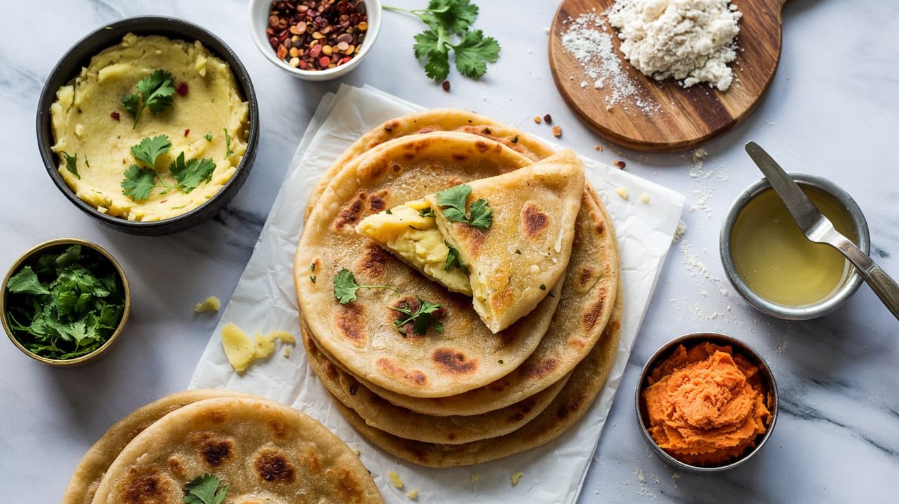 7 potato flatbreads aloo paratha inspire RcIFKhC1RDKdzdlM yXXFA 4UOOWaGLRaiNEl8fa83ZvA