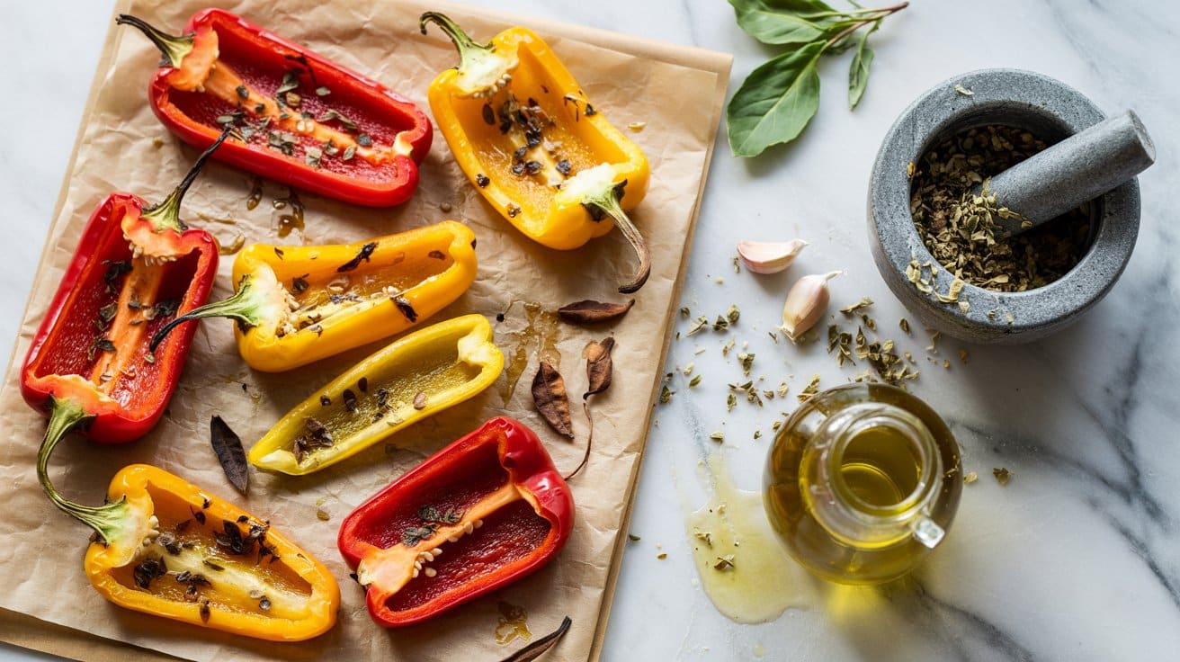 7 roasted bell peppers with herbed olive yRkZs8QQRisWIKynD9oNQ qzWVtDAjQXWEtLaoghCTfw