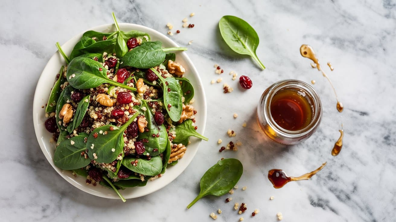 7 spinach salad with quinoa cranberries Cd Z4xWTUWcAFpWbe2wJg hAu2uRKgR52 81wKzBuRUQ