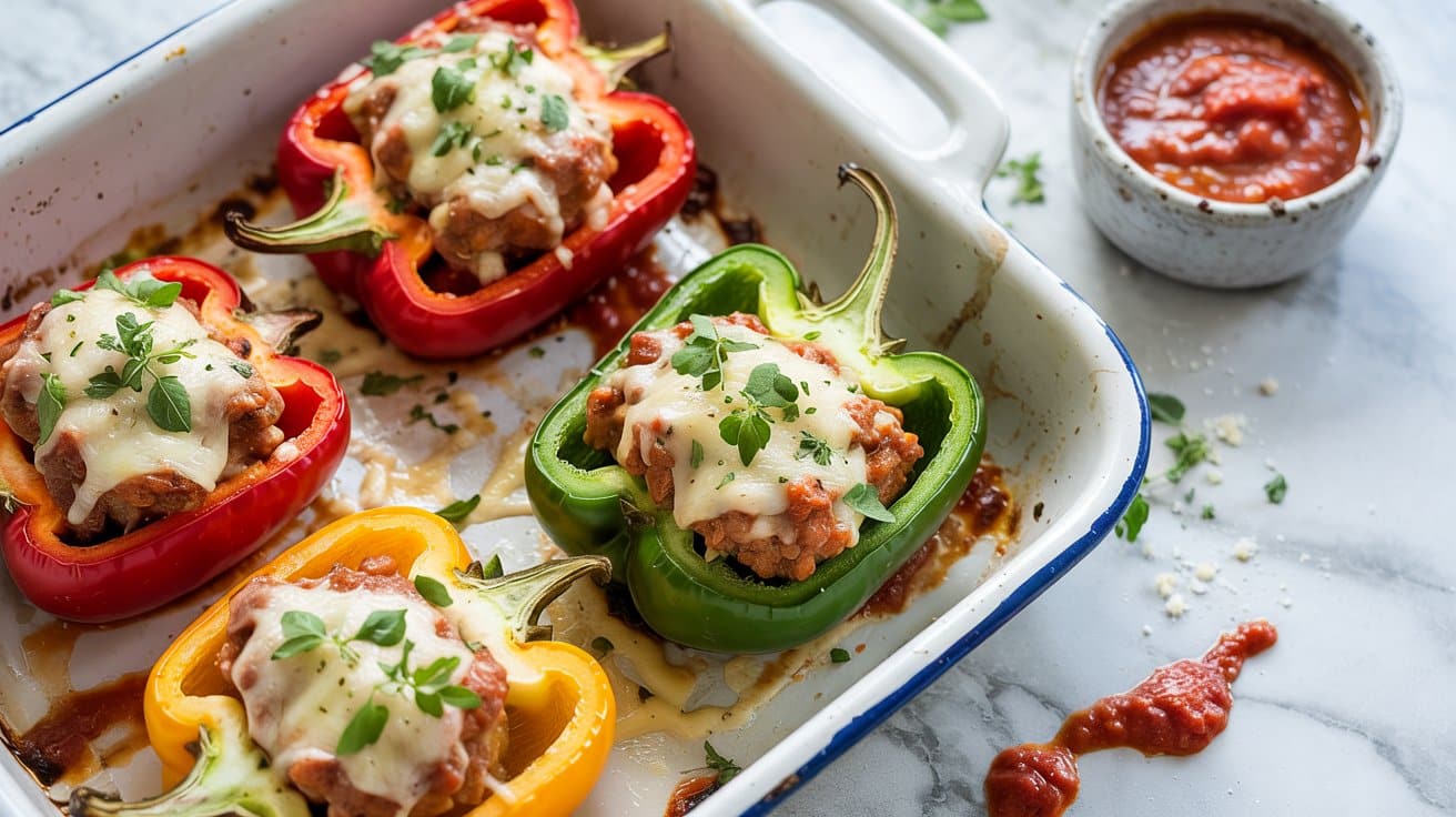 7 stuffed bell peppers with ground turke c2BYMkTBQxO1MaNz9Zwj9w KilRywz5RoqXPumCzVls2g