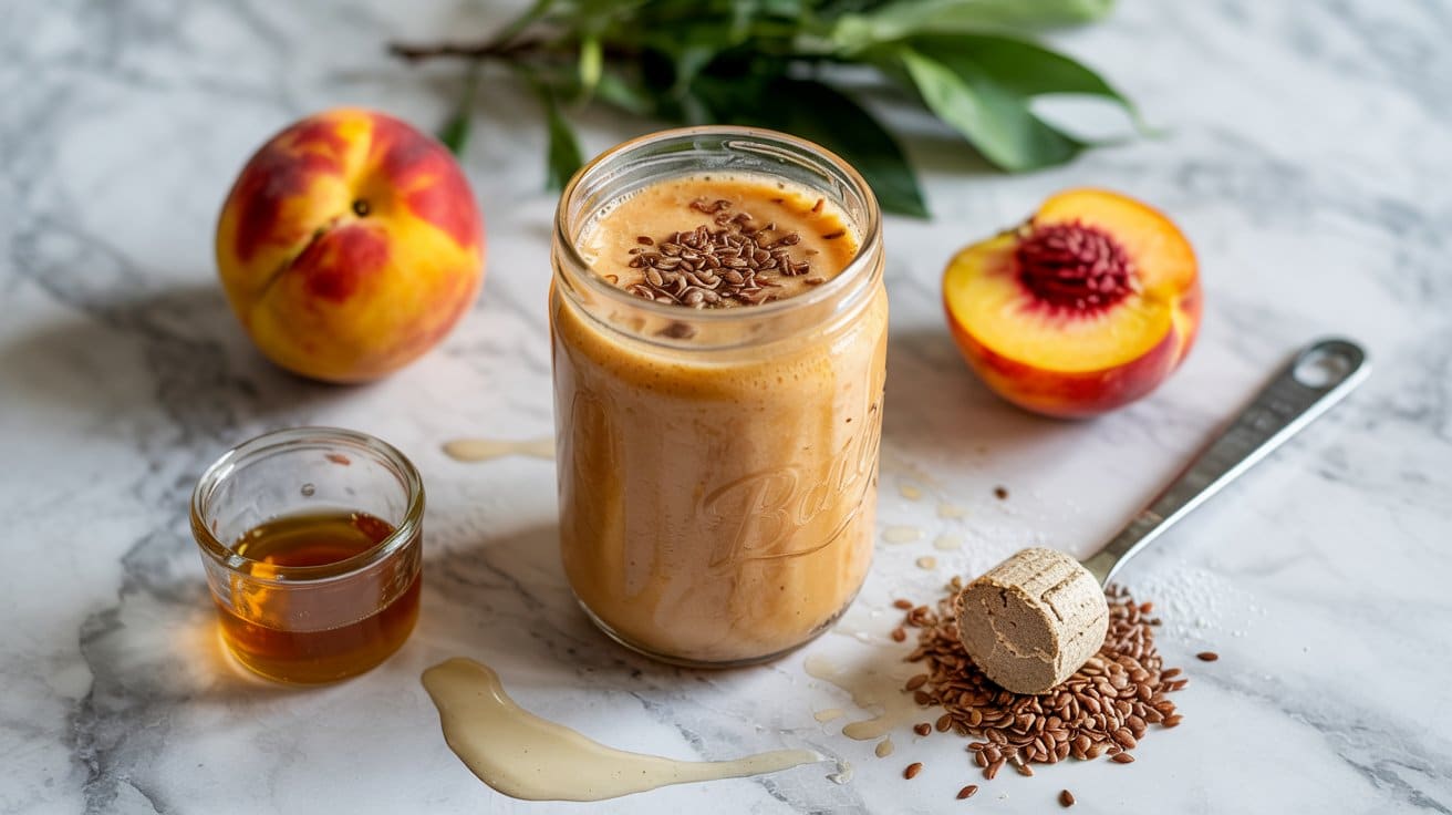 7 tropical peach and flaxseed smoothie a asKdiblBSkOr VvEmBo60A kuxsGC2LSrGPXi9n7dwxlg